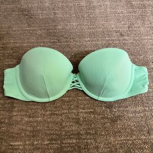 Victorias Secret Strapless Mint Green Push Up Bikini Bandeau Swim Top 36B